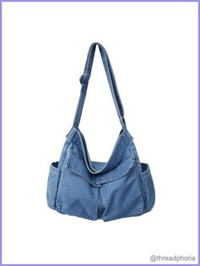 Denim Canvas Messenger Shoulder Bag Crossbody Tote Unisex